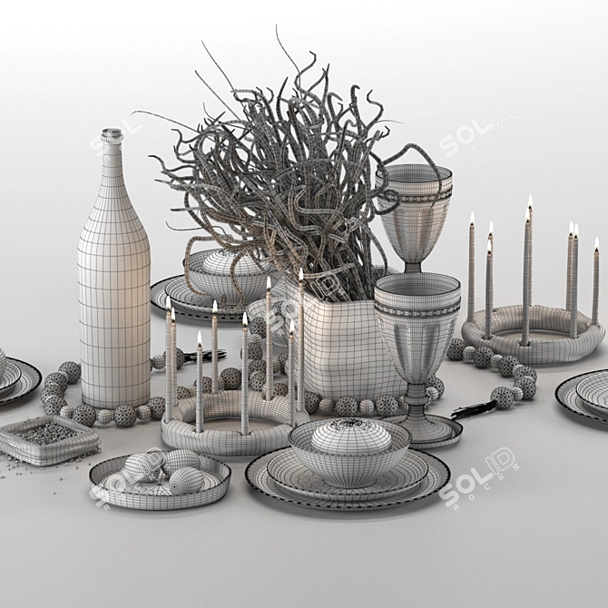 Elegant Table Setting: Complete Set 3D model image 5