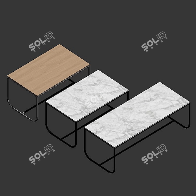 Elegant Tati Dining Table | Oak or Stone Top 3D model image 2