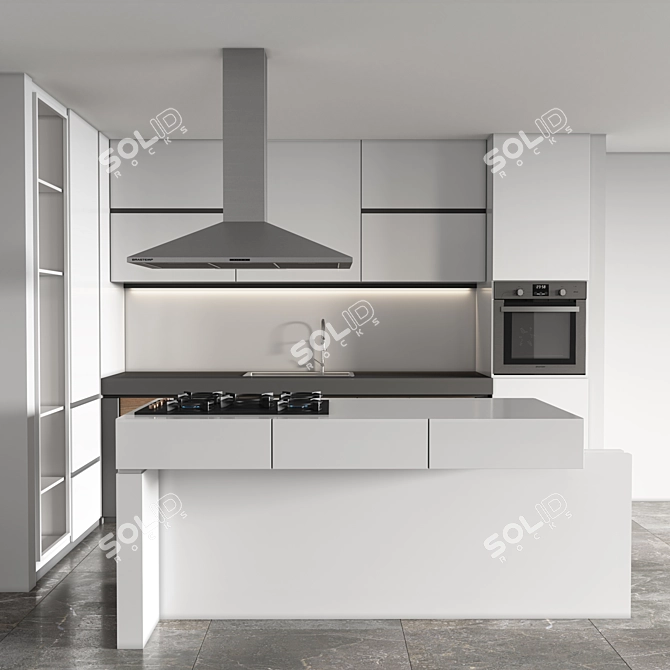 Modern 2015 Kitchen Unit 3D model image 1