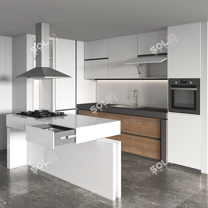 Modern 2015 Kitchen Unit 3D model image 2