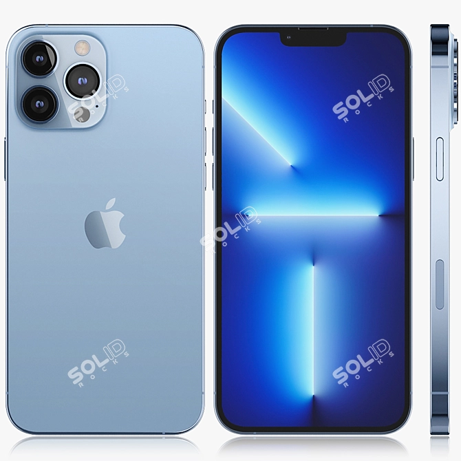 Sierra Blue iPhone 13 Pro MAX: Stunning Rendering 3D model image 1