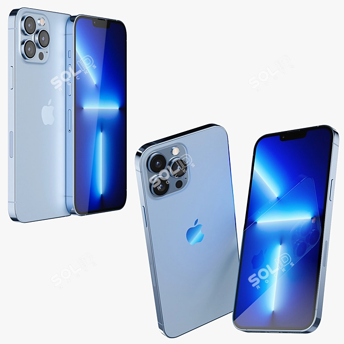 Sierra Blue iPhone 13 Pro MAX: Stunning Rendering 3D model image 2