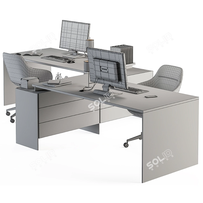 Modern Employee Set - Office Essentials 3D model image 5
