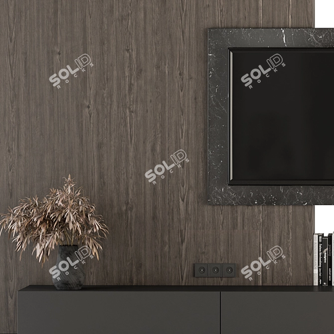 Rustic Blend Woodstone TV Wall 3D model image 2