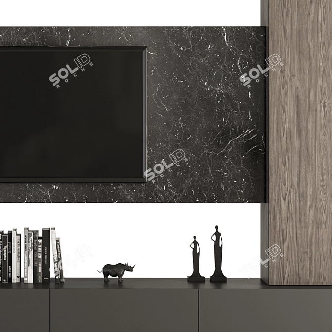 Rustic Blend Woodstone TV Wall 3D model image 3