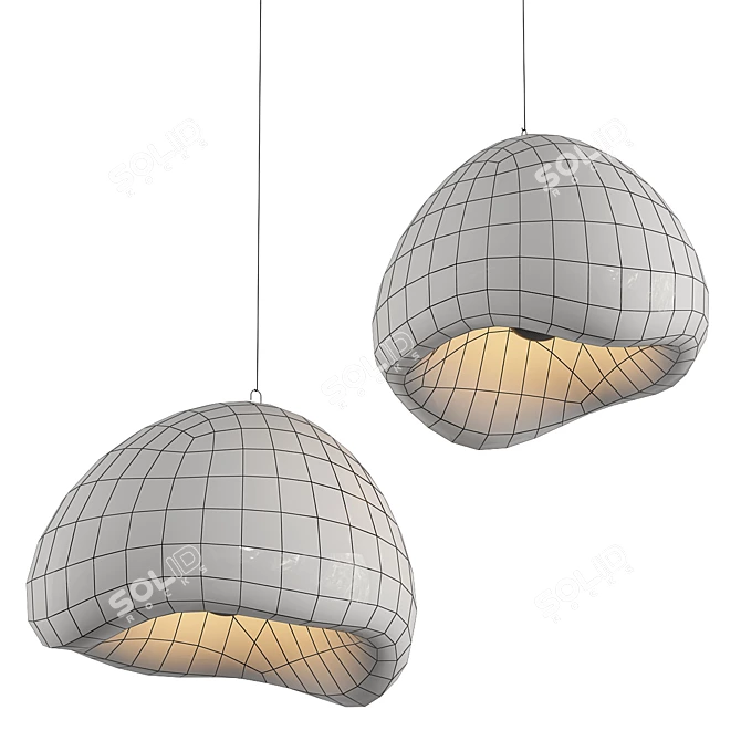 Handcrafted Ceramic Pendant Lamp 3D model image 2