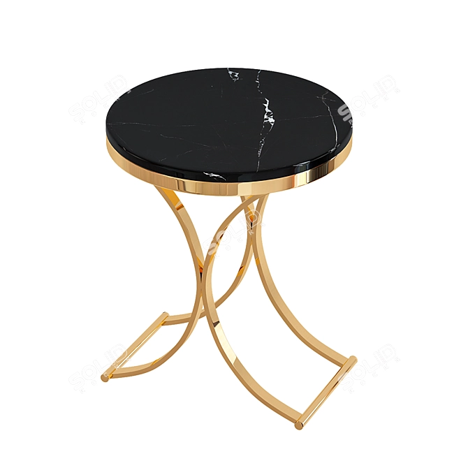 Modern Black Stone Side Table 3D model image 1