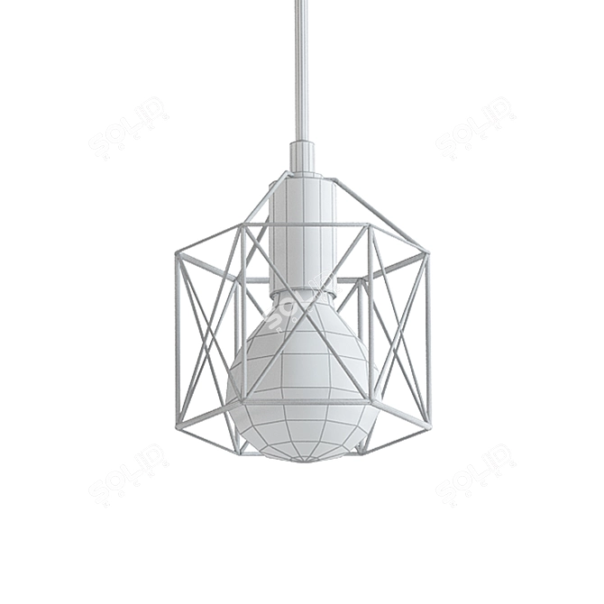 Minimalist Metal Cage Pendant Light 3D model image 2