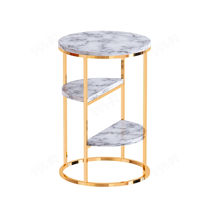 Gold Metal Frame Marble End Table 3D model image 1