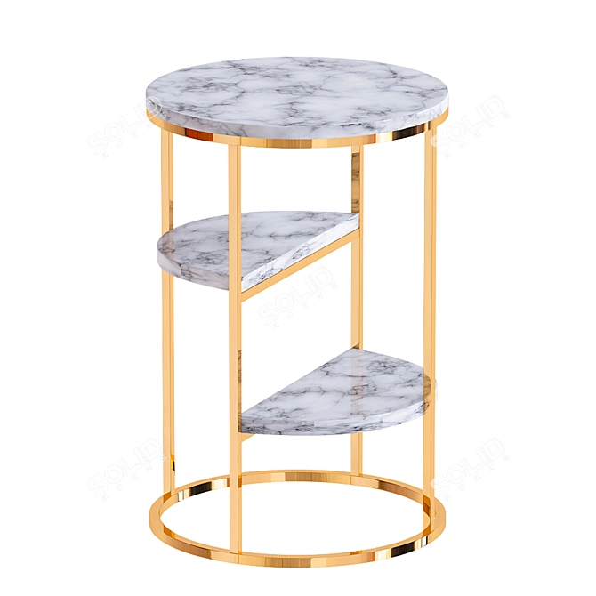 Gold Metal Frame Marble End Table 3D model image 3
