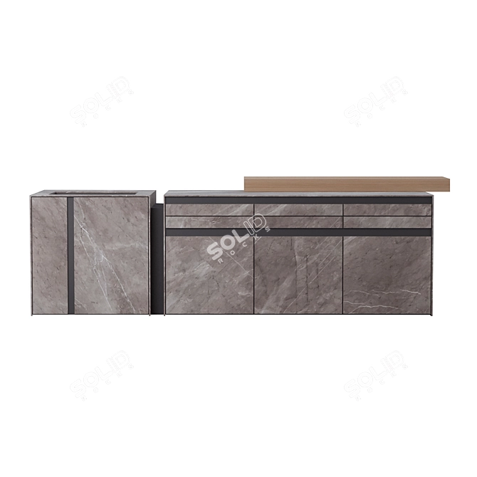 Modern Laminate Kitchen Island 3D model image 2