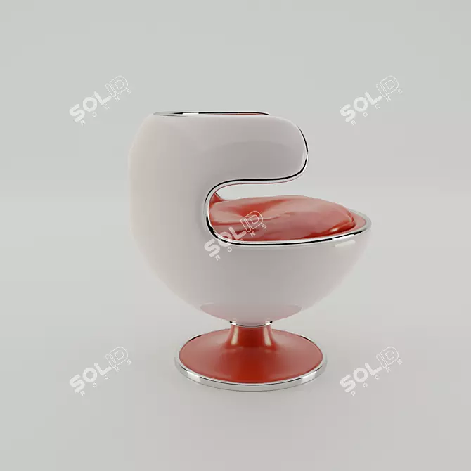 Alien-inspired Round Chair 3D model image 3