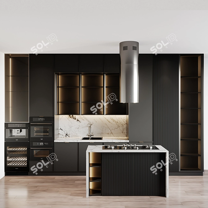 Modern Kitchen with Appliances 3D model image 1