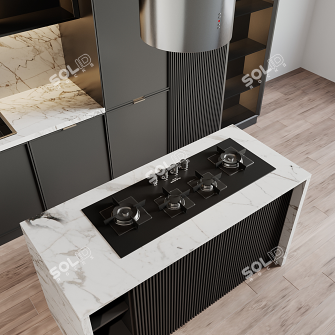 Modern Kitchen with Appliances 3D model image 3