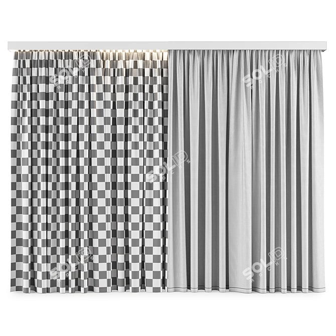 Versatile Curtain Set with Tulle 3D model image 3