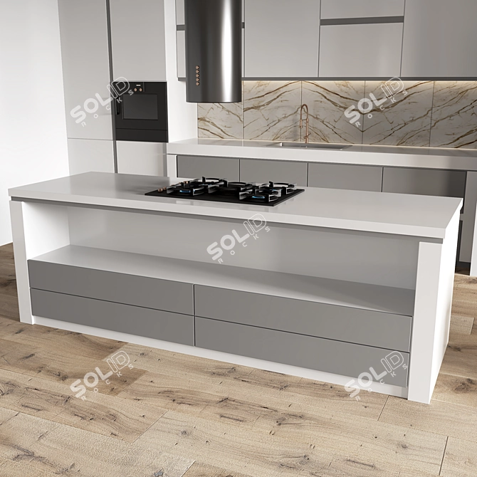 Modern Kitchen 3D Model 3D model image 2