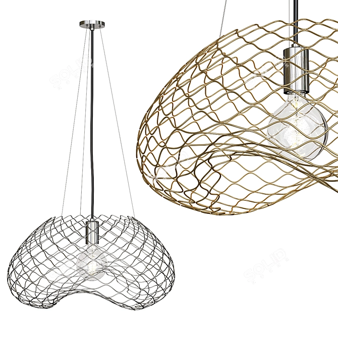 Sleek Chrome Pendant Lamp 3D model image 1