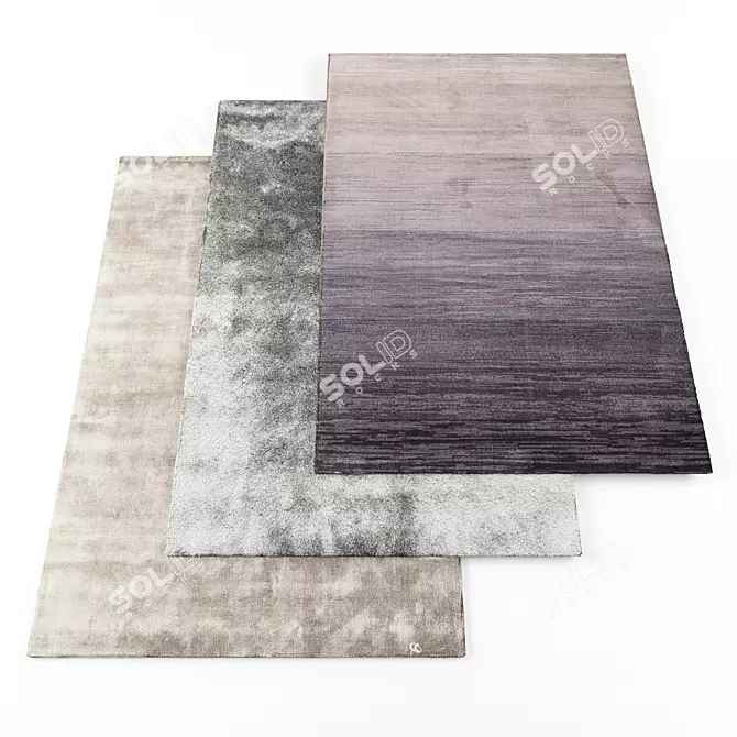 Assorted Rugs Bundle: 6 Textured Pieces 3D model image 1