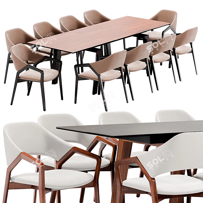 Elegant Angel Cerda Dining Set 3D model image 1