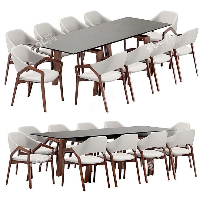 Elegant Angel Cerda Dining Set 3D model image 2