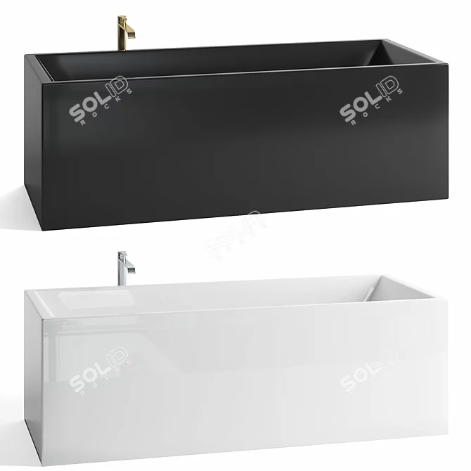 Luxury Corian Bathtub - Elegant Freestanding Design 3D model image 1