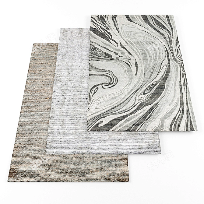 Modern Rugs Set - 8 Textured Pieces 3D model image 1