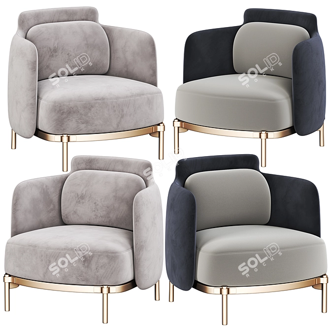 Contemporary Minotti Tape Armchair 3D model image 2