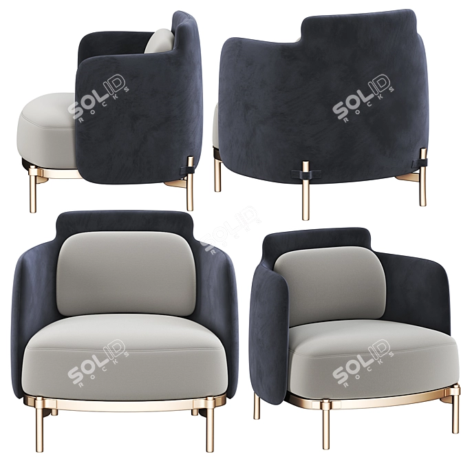 Contemporary Minotti Tape Armchair 3D model image 4