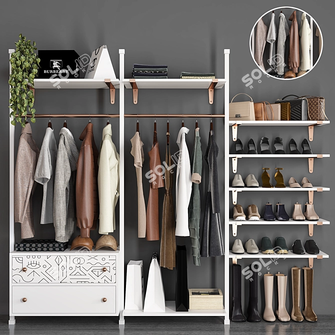 Versatile Wardrobe and Closet Set 3D model image 1