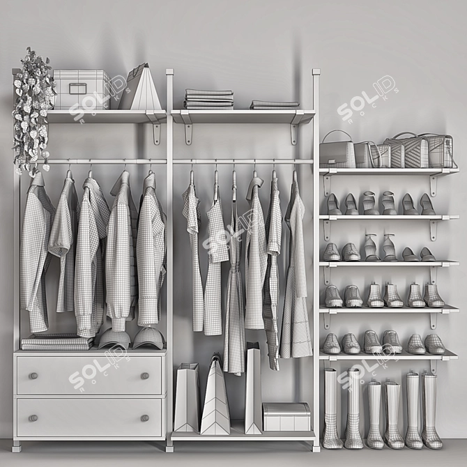 Versatile Wardrobe and Closet Set 3D model image 5