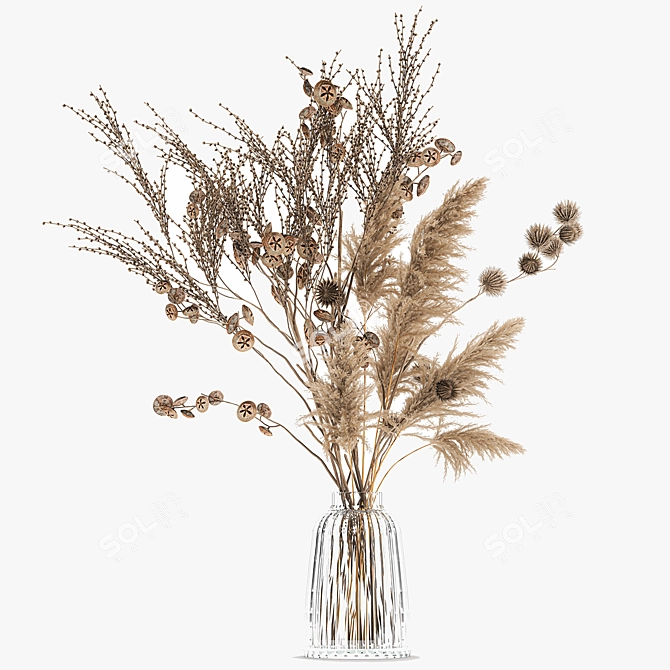 Title: Luxury Dried Floral Bouquet in LSA Pleat Vase 3D model image 6