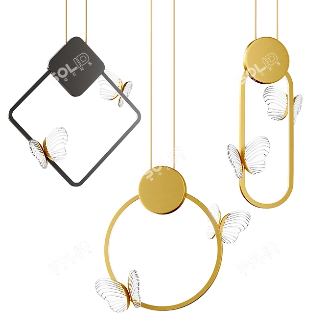 Modern Geometric Pendant Lamp 3D model image 1