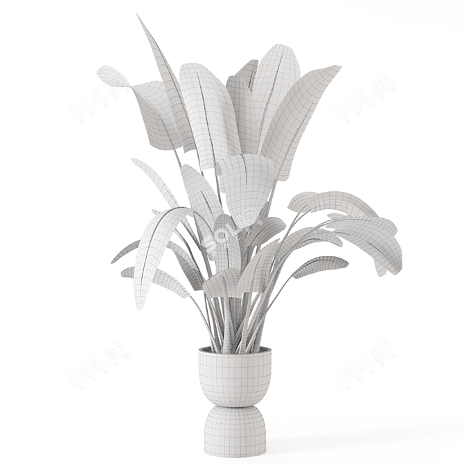 Rustic Concrete Pot Set with Indoor Plants 3D model image 6