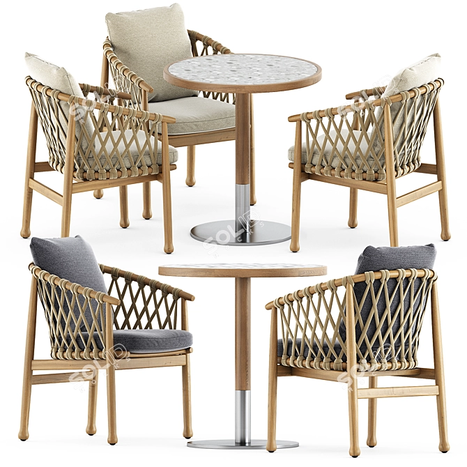 Outdoor Elegance: Ginestra Chairs & Briscola Table 3D model image 1