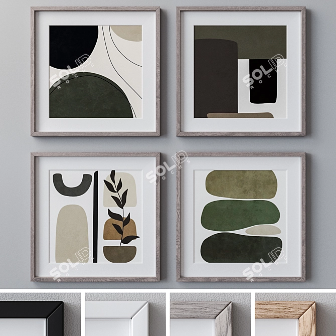 4-Piece Framed Wall Paintings 3D model image 1