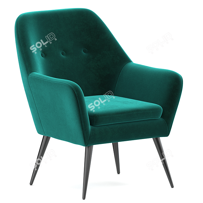 Luxurious Memphis Velvet Armchair 3D model image 1