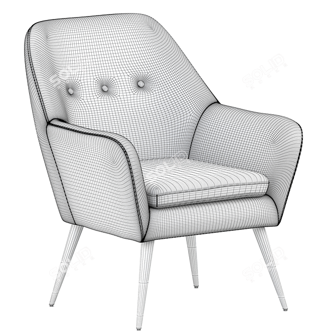 Luxurious Memphis Velvet Armchair 3D model image 5