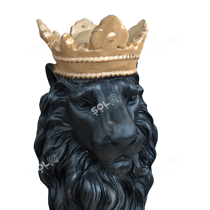 Majestic Lion King Sculpture 3D model image 2