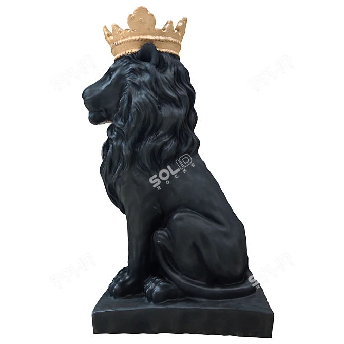 Majestic Lion King Sculpture 3D model image 3