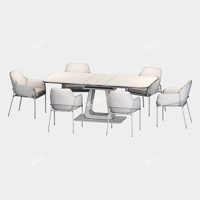 Elegant Dining Group: Rosanna Table & Sandra Chair 3D model image 7