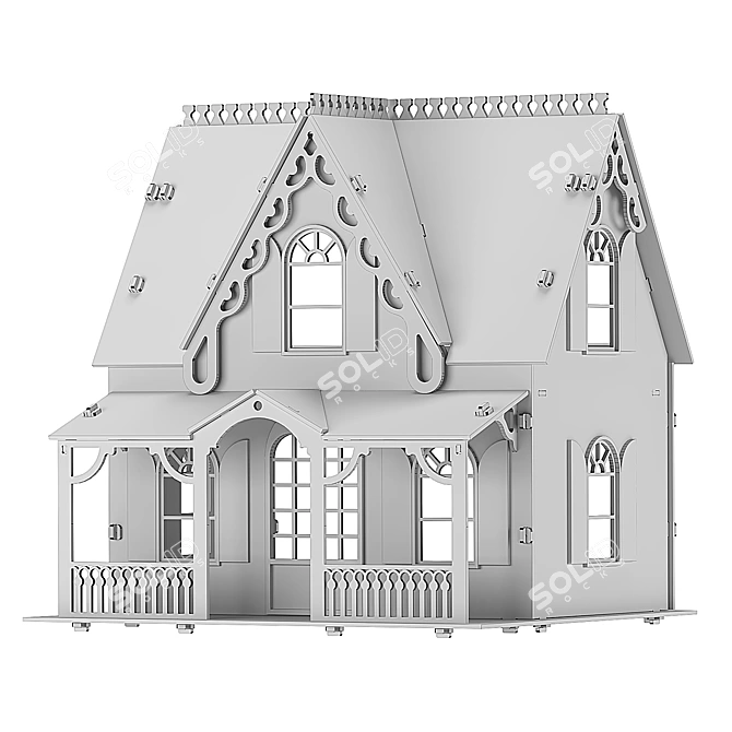 Miniature Plywood Dollhouse 3D model image 2