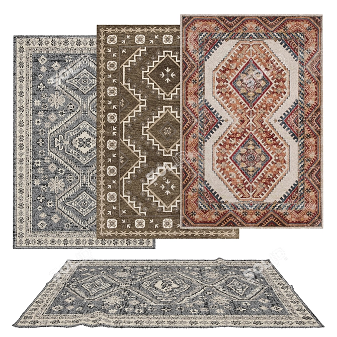 Versatile Set of 6 Designer Rugs 3D model image 1