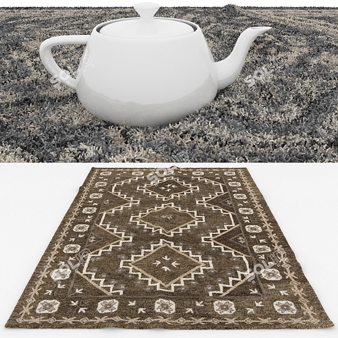 Versatile Set of 6 Designer Rugs 3D model image 3