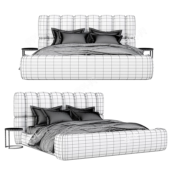 Natuzzi BRIQ Designer Bed 3D model image 3