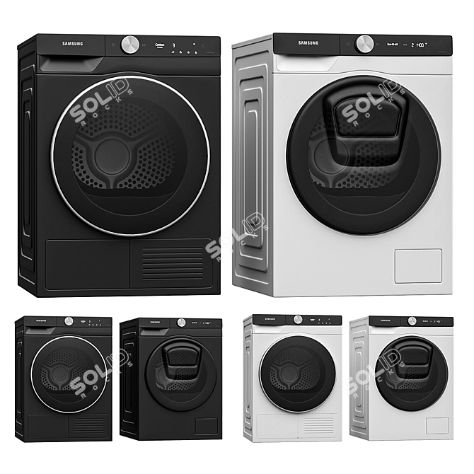 Samsung Washer & Dryer Combo - DV90T8240SE & WD12T754DBN 3D model image 1