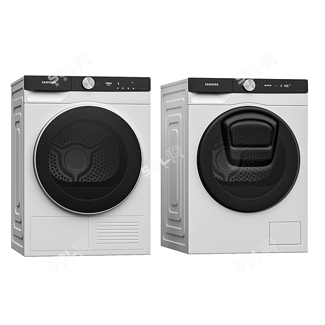 Samsung Washer & Dryer Combo - DV90T8240SE & WD12T754DBN 3D model image 3