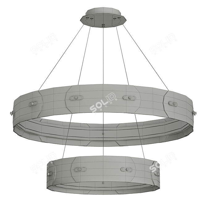 Gilded Double Ring Hanging Light 3D model image 2