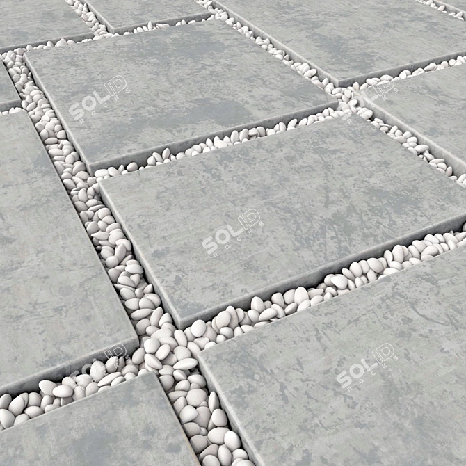 Sleek Oval Pebble Paving Tile 3D model image 3