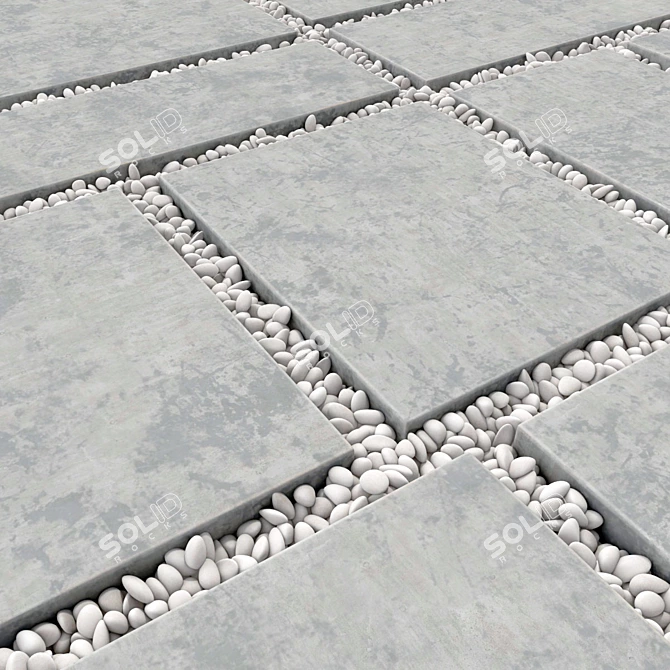 Sleek Oval Pebble Paving Tile 3D model image 4