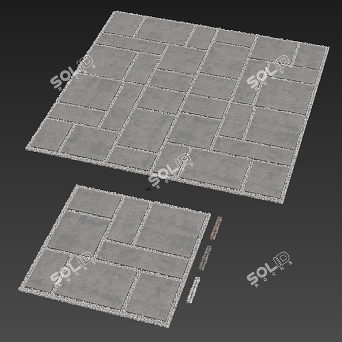 Sleek Oval Pebble Paving Tile 3D model image 6